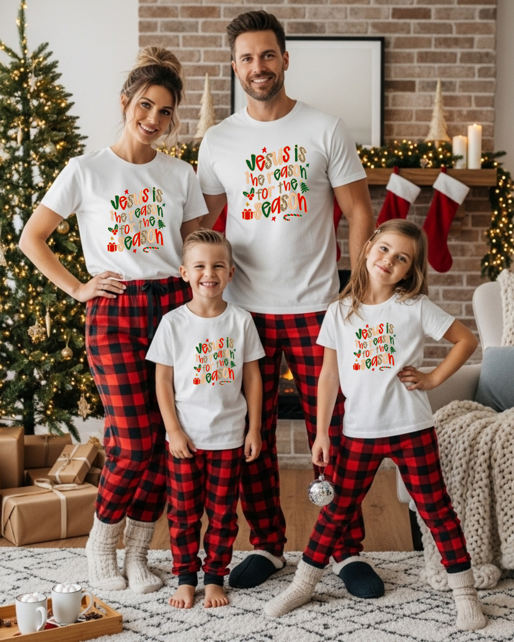 Family Matching Christmas Tees - Jesus