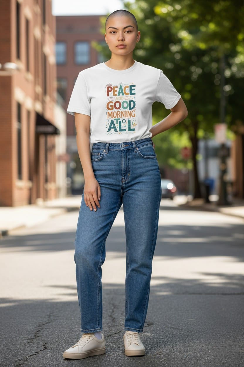 Peace and Good Morning to All Printed Unisex T-shirt