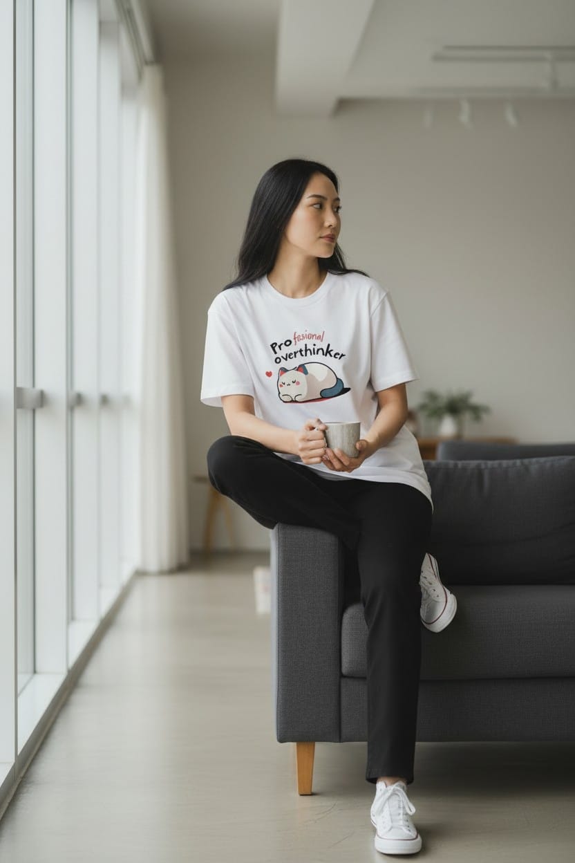 Professional Overthinker Oversized Tee – Off White
