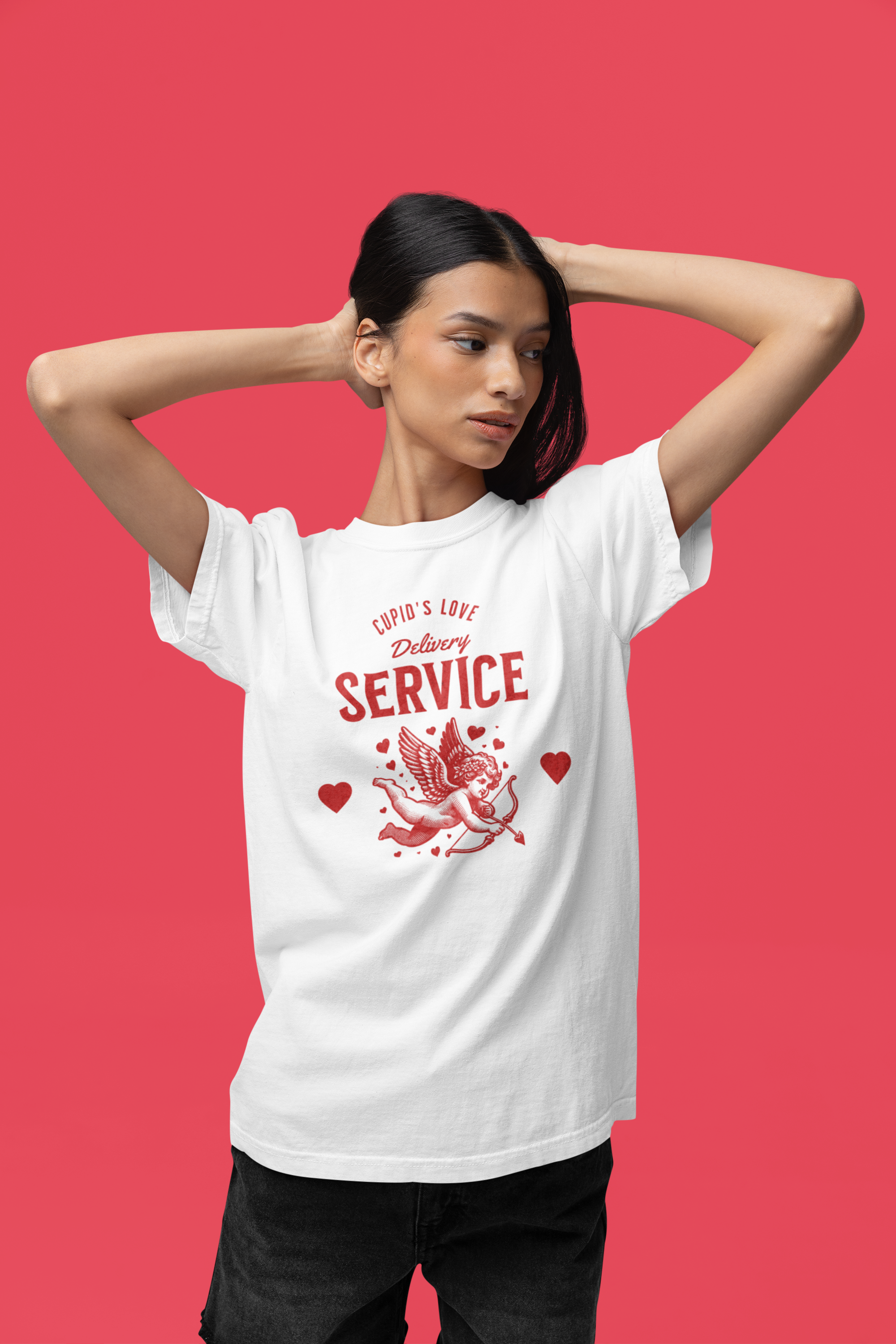 Cupid’s Delivery Service Valentine’s Tee - White