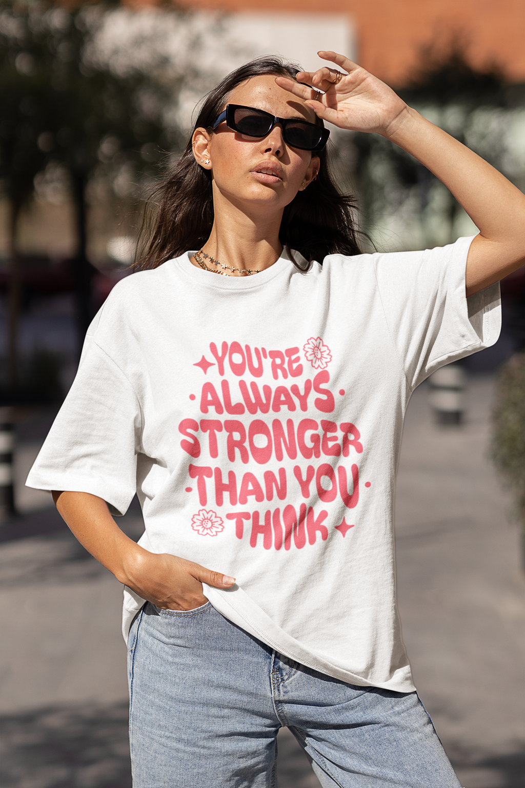 You’re Always Stronger Than You Think Oversized Tee - Off White