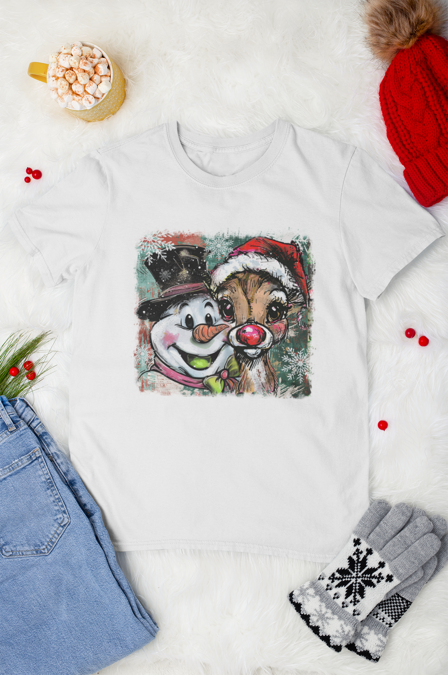 Christmas Tee - Reindeer & Snowman