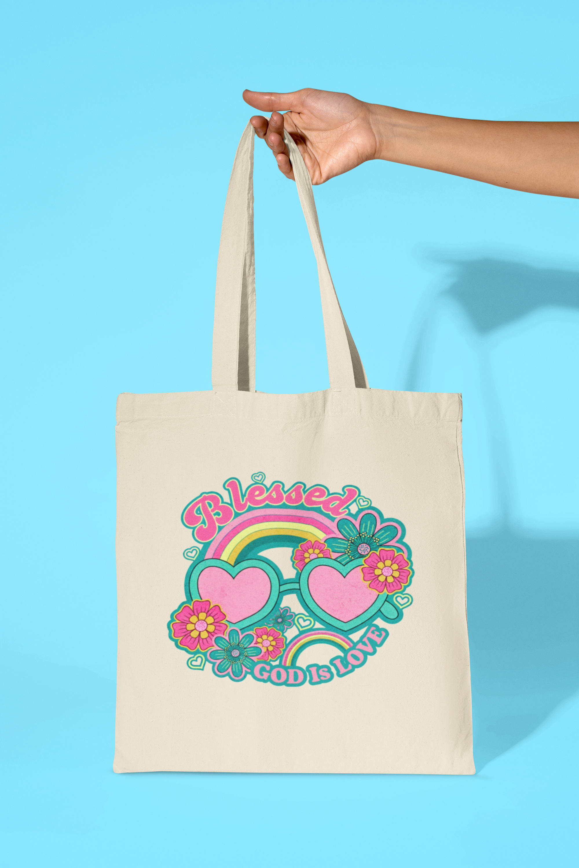 Blessed God Is Love Printed Tote Bag