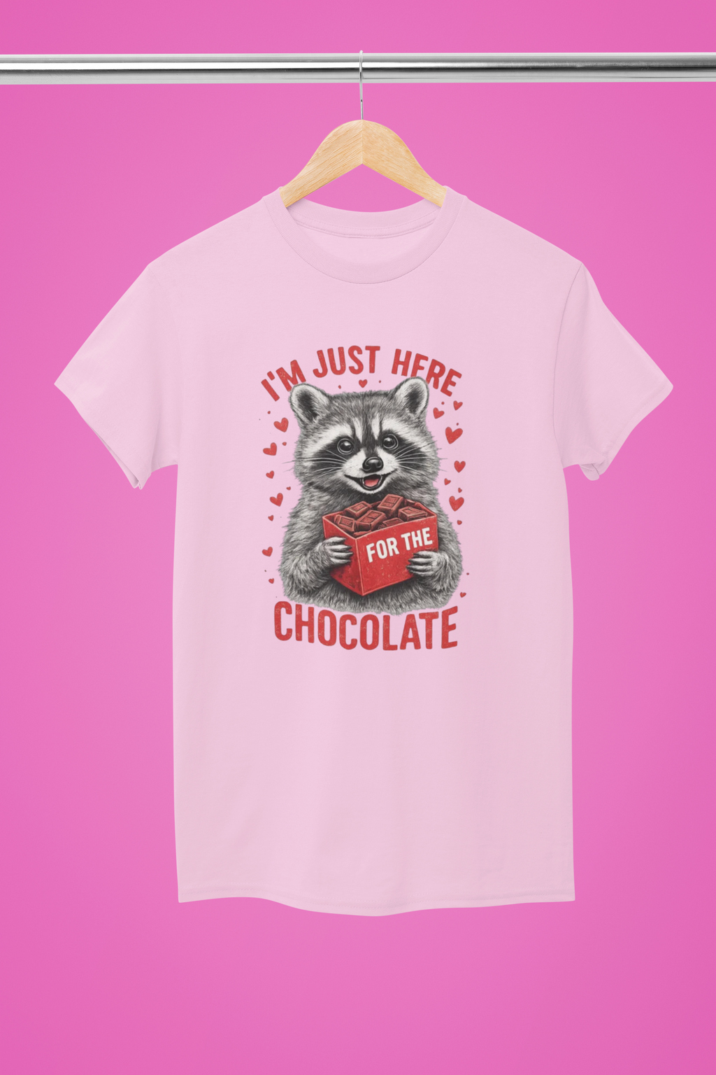 I’m Just Here for the Chocolate Valentine’s Tee  - Pink