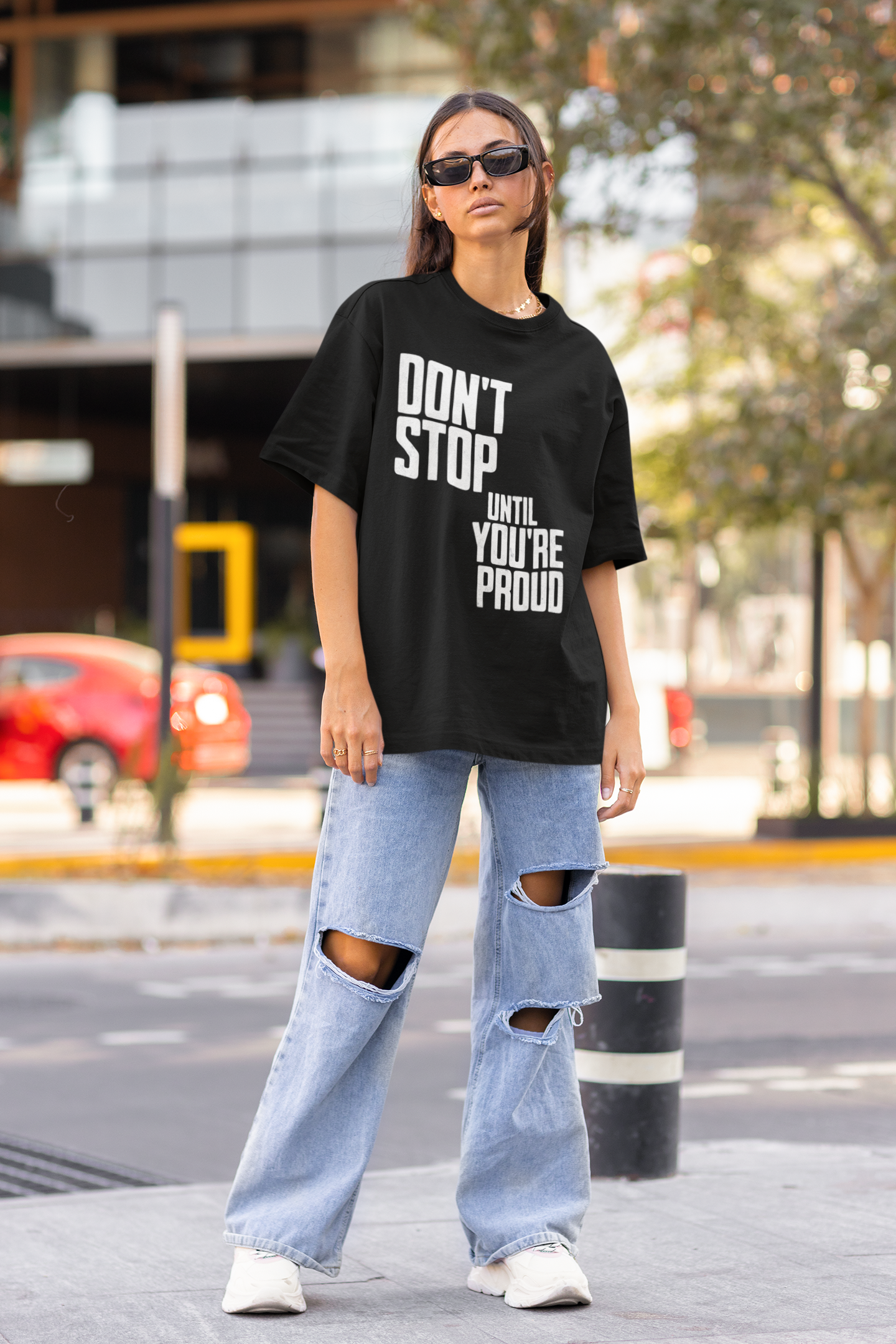 Don’t Stop Until You’re Proud Oversized Tee - Black