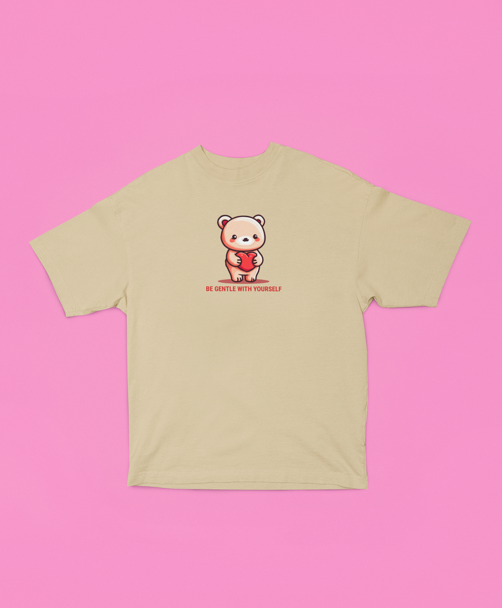 Be Gentle With Yourself Oversized Tee - Taupe Color