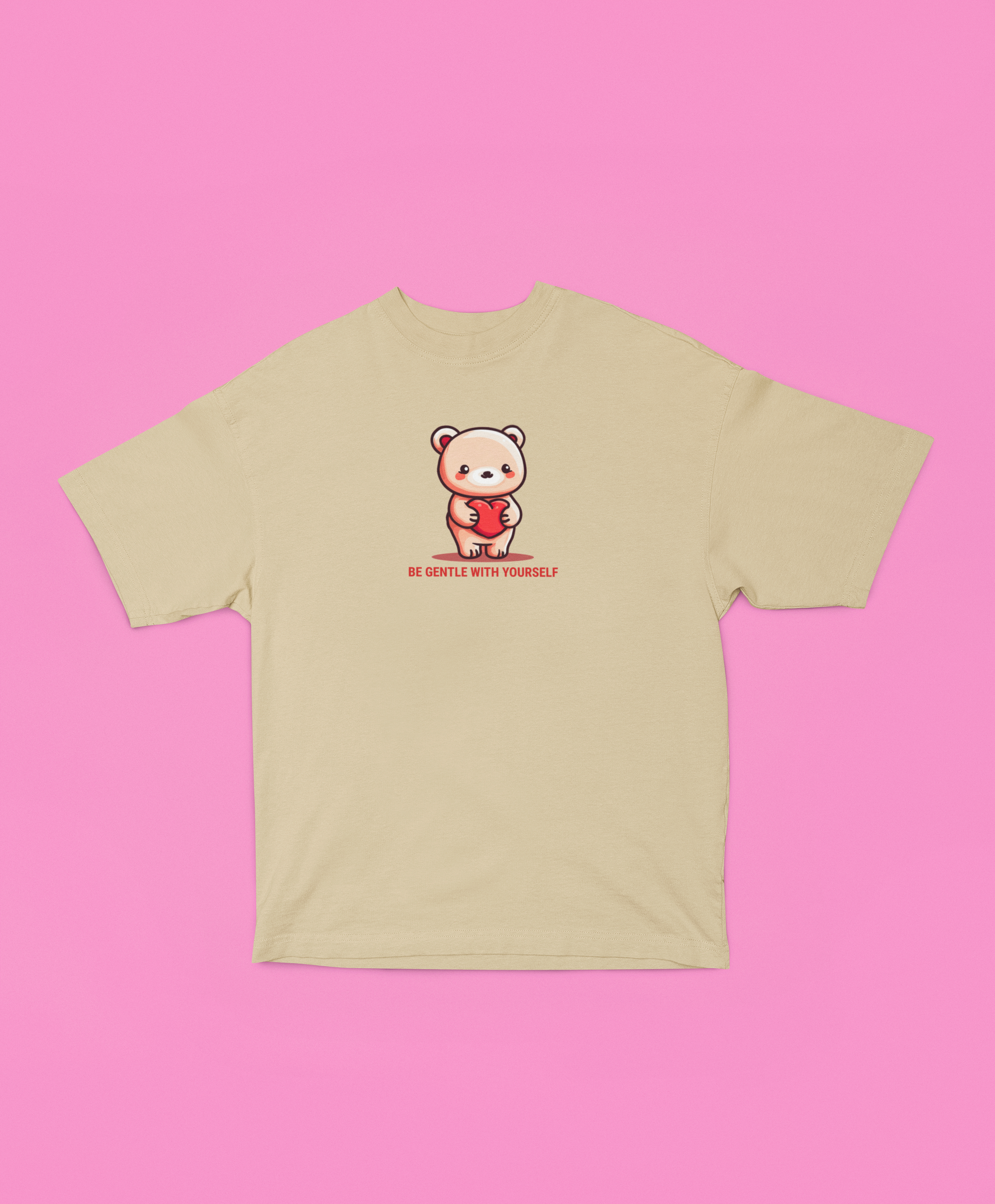 Be Gentle With Yourself Oversized Tee - Taupe Color