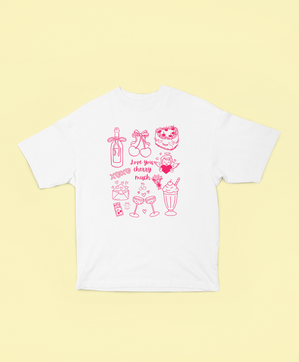 Love You Cherry Much Oversized Tee -Offwhite
