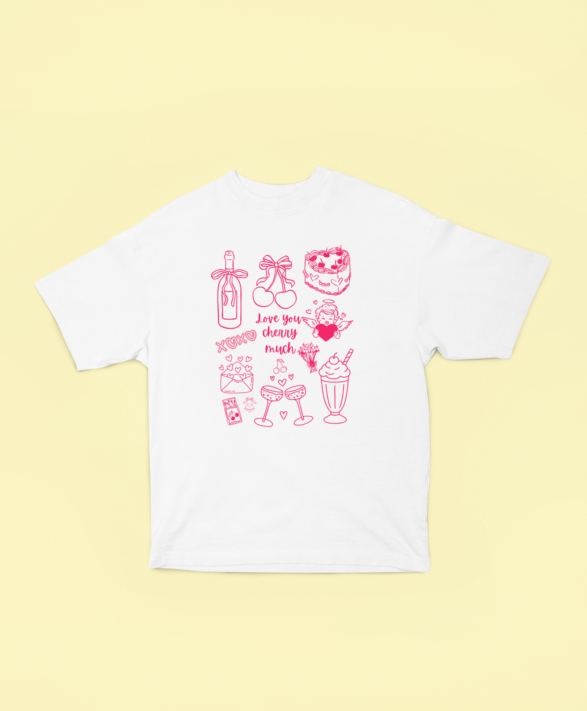 Love You Cherry Much Oversized Tee -Offwhite
