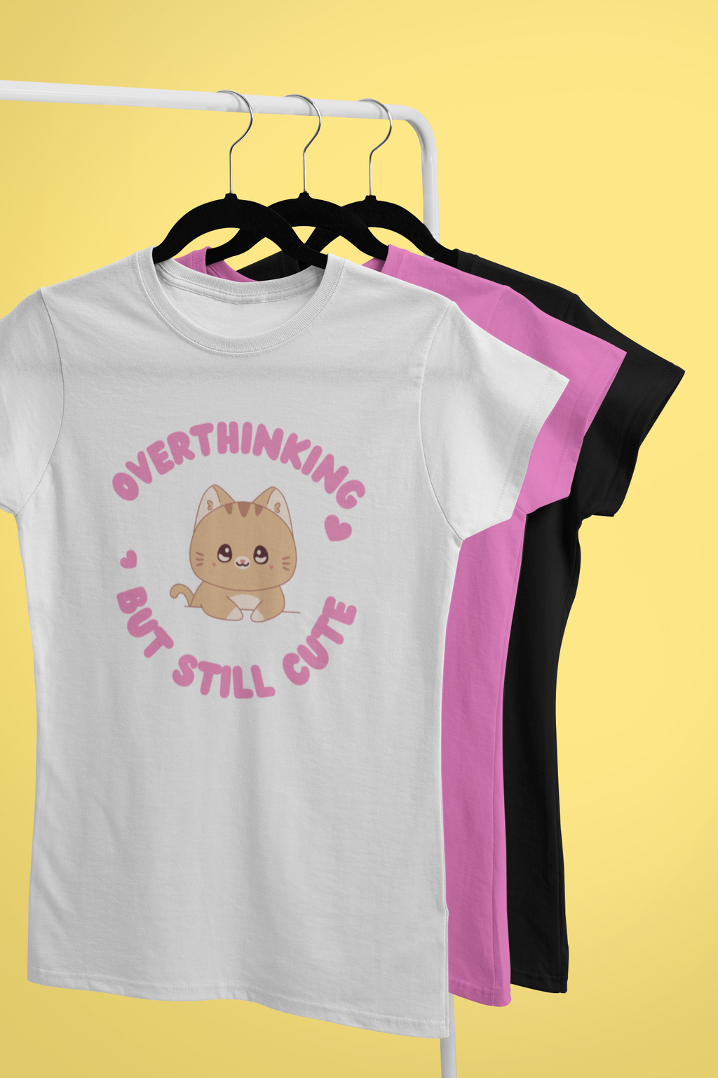 Overthinking But Still Cute Tee – White