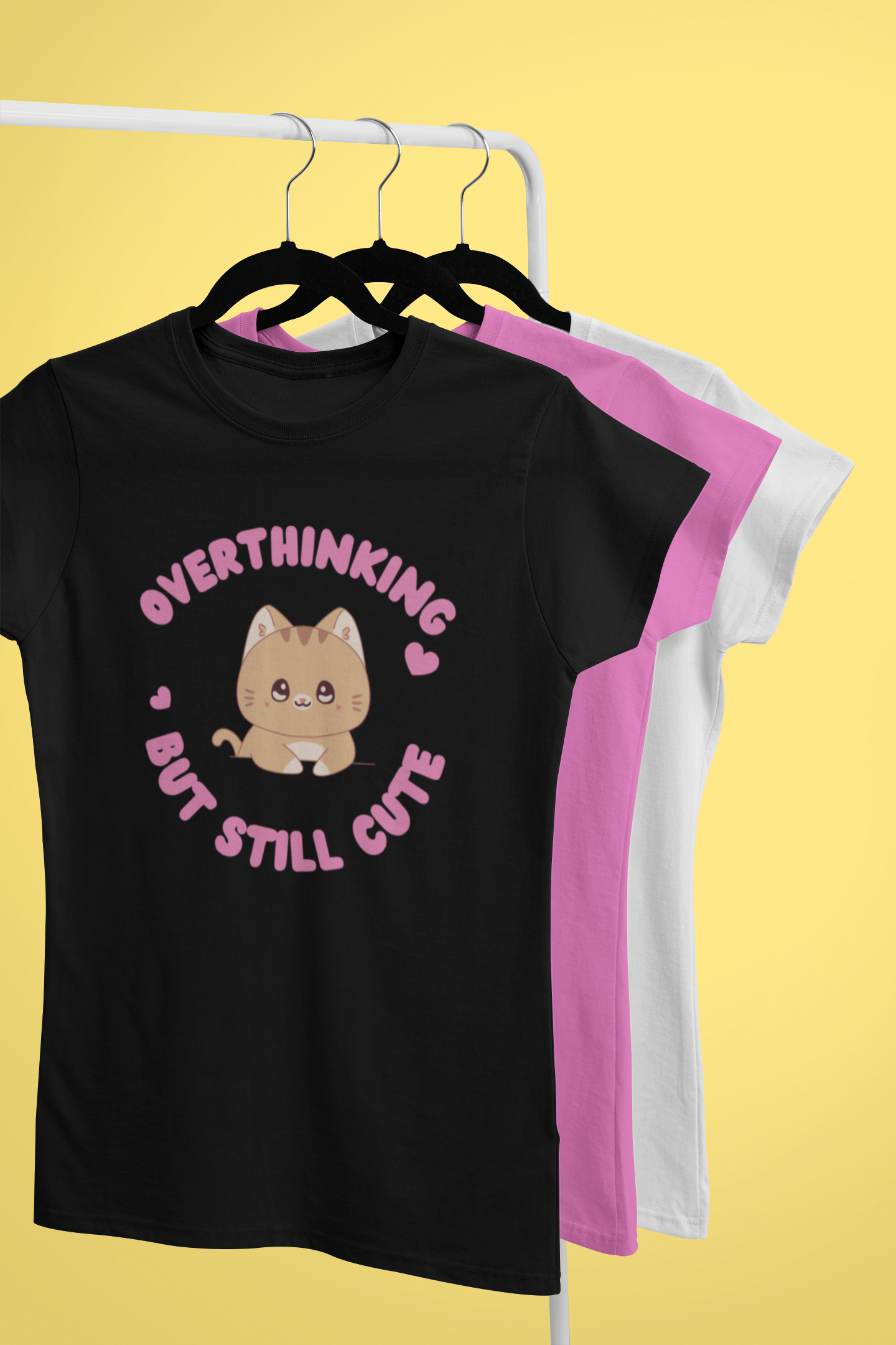 Overthinking But Still Cute Tee – Black