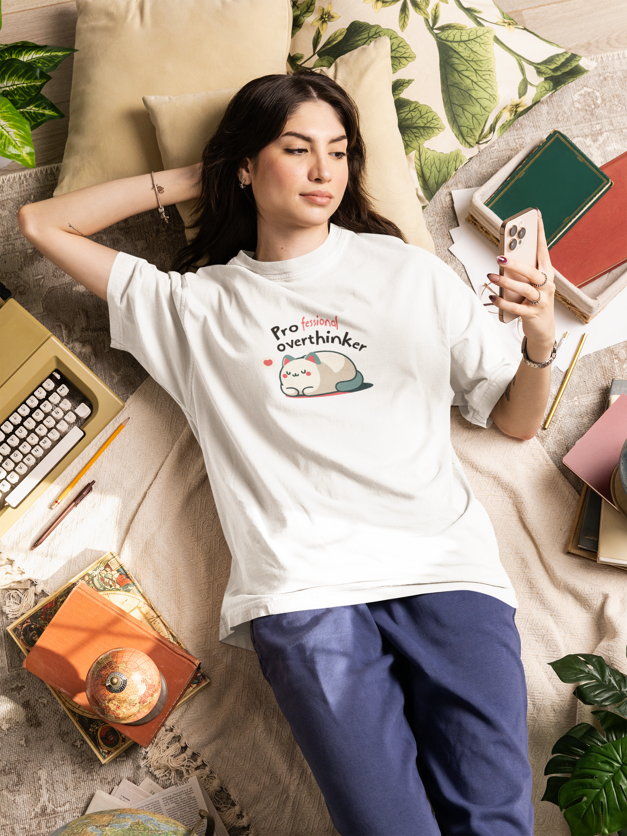 Professional Overthinker Oversized Tee – Off White