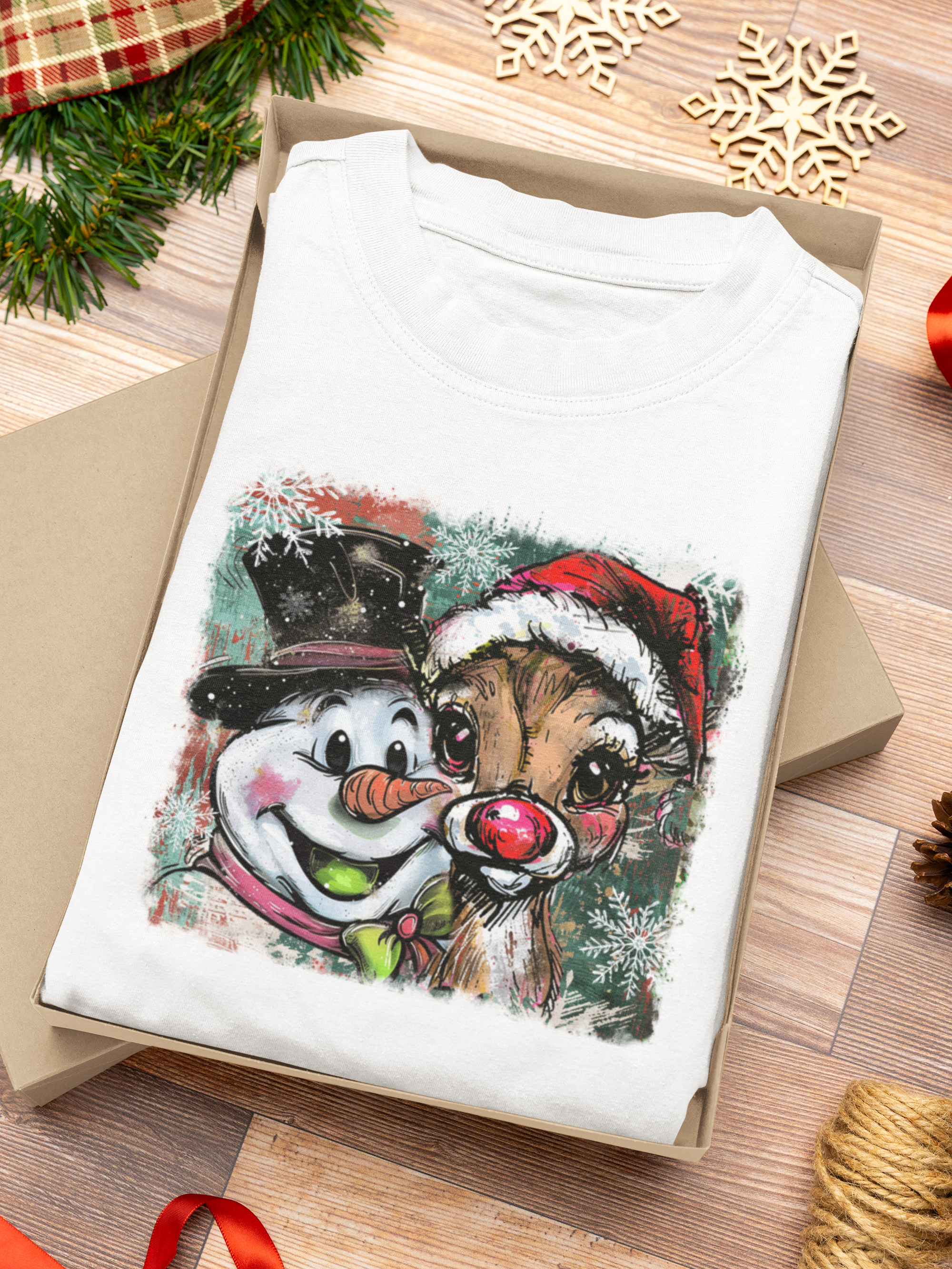 Christmas Tee - Reindeer & Snowman