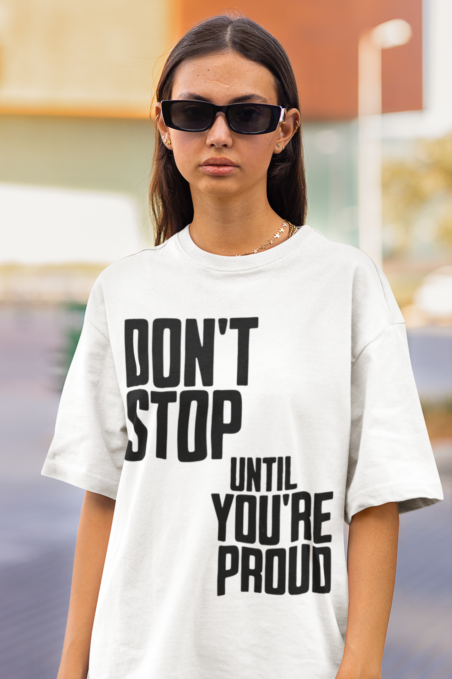 Don’t Stop Until You’re Proud Oversized Tee - Off-White