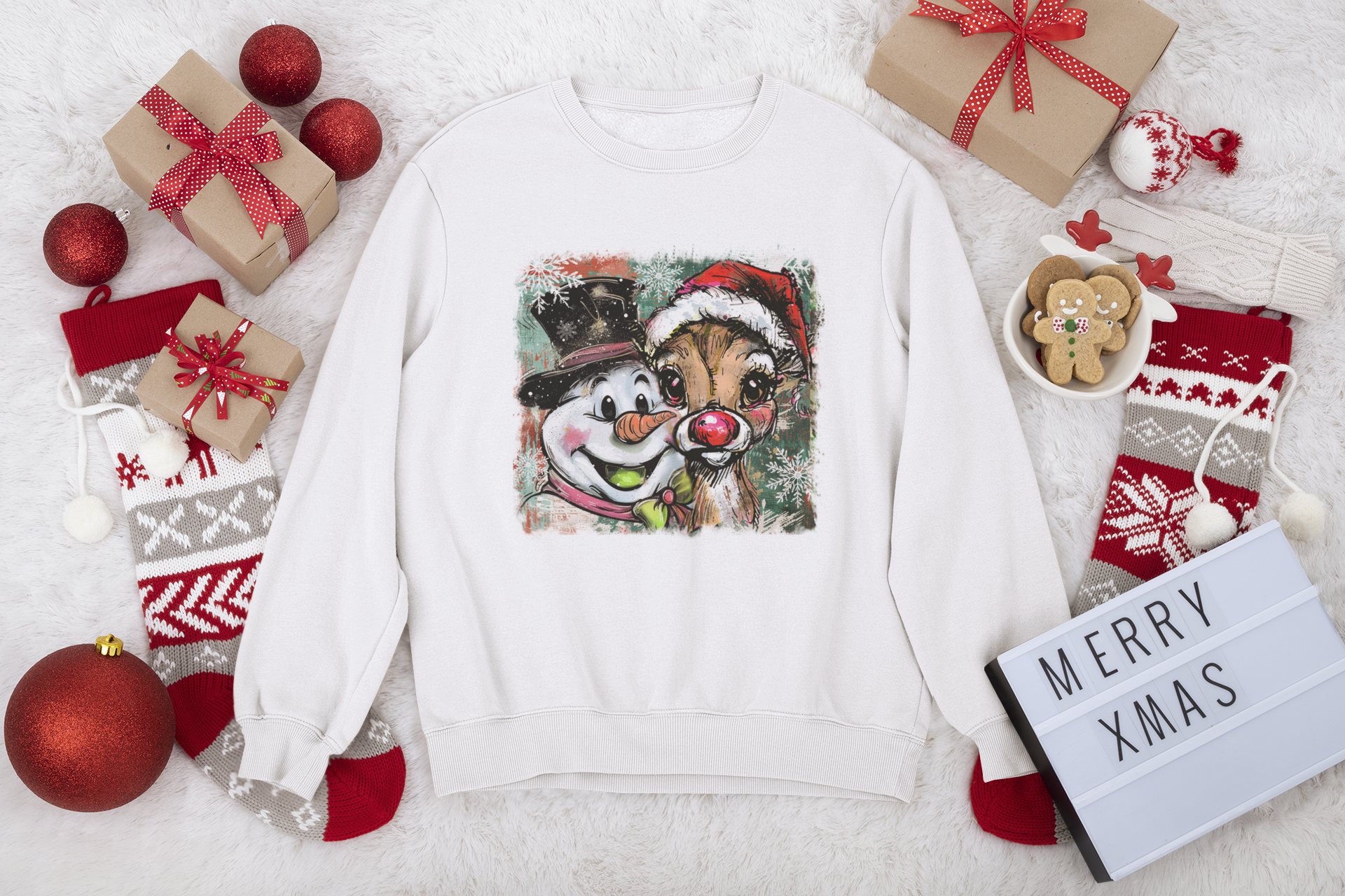 Christmas Sweatshirts - Reindeer & Snowman