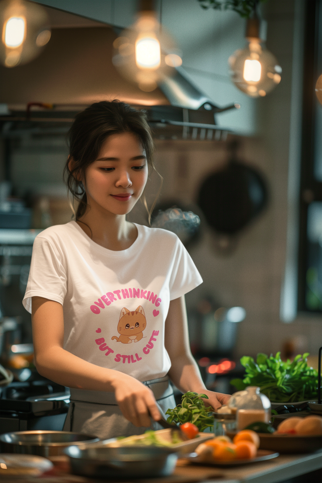 Overthinking But Still Cute Tee – White