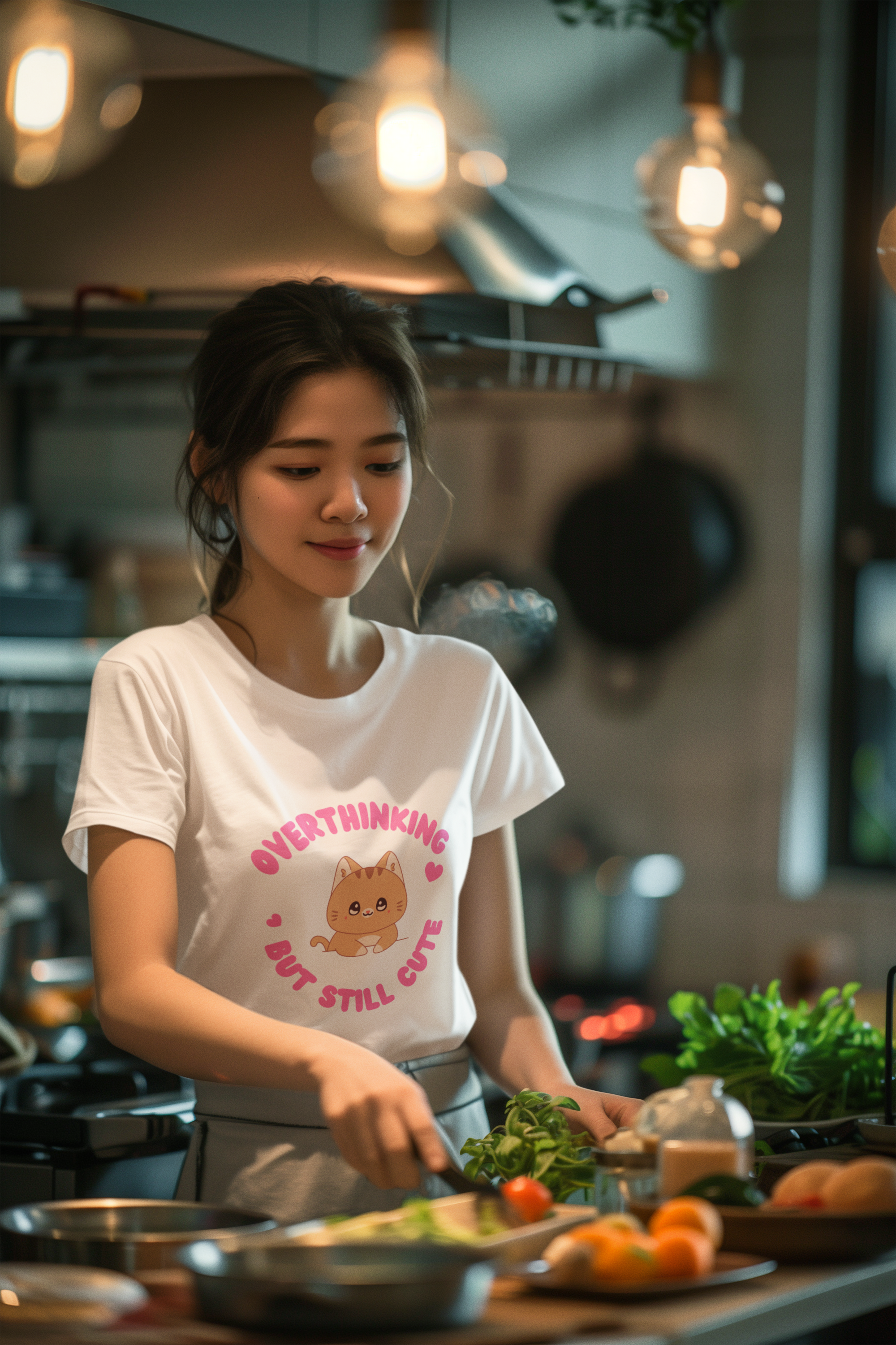 Overthinking But Still Cute Tee – White