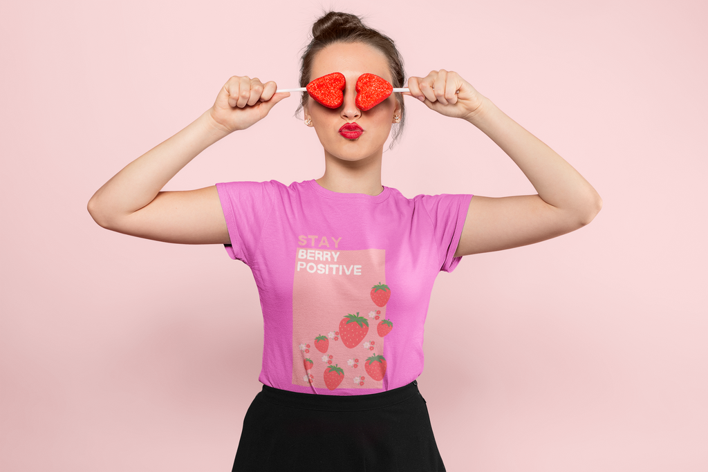Stay Berry Positive Tee – Pink